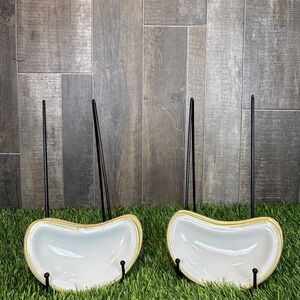 Lot of 4 Vintage H Grindley England Crescent Relish Dishes Gold Trim